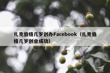 扎克伯格几岁创办Facebook（扎克伯格几岁创业成功）