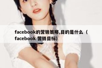 facebook的营销策略,目的是什么（facebook 营销目标）