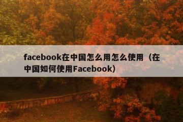 facebook在中国怎么用怎么使用（在中国如何使用Facebook）