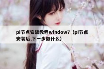 pi节点安装教程window7（pi节点安装后,下一步做什么）