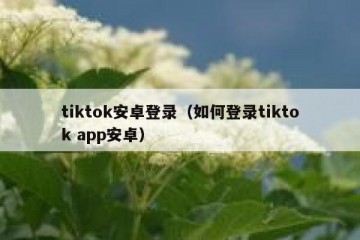 tiktok安卓登录（如何登录tiktok app安卓）
