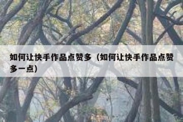 如何让快手作品点赞多（如何让快手作品点赞多一点）