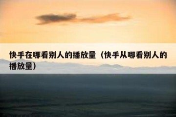 快手在哪看别人的播放量（快手从哪看别人的播放量）