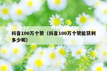 抖音100万个赞（抖音100万个赞能获利多少呢）