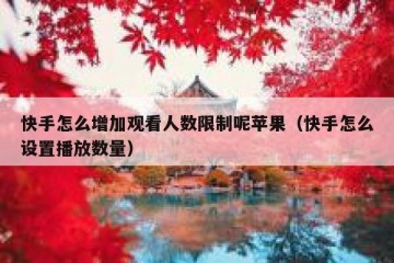 快手怎么增加观看人数限制呢苹果（快手怎么设置播放数量）