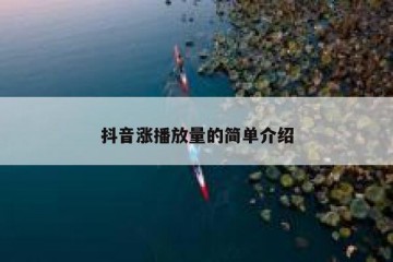 抖音涨播放量的简单介绍