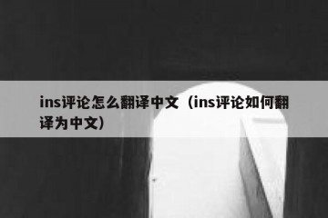 ins评论怎么翻译中文（ins评论如何翻译为中文）