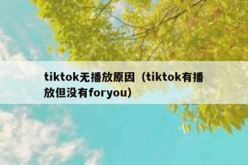 tiktok无播放原因（tiktok有播放但没有foryou）