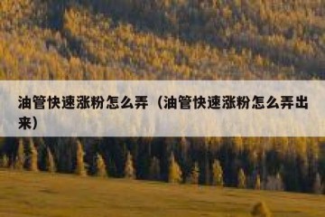 油管快速涨粉怎么弄（油管快速涨粉怎么弄出来）