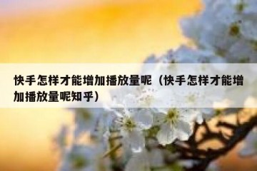 快手怎样才能增加播放量呢（快手怎样才能增加播放量呢知乎）