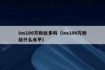 ins100万粉丝多吗（ins100万粉丝什么水平）