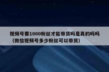 视频号要1000粉丝才能带货吗是真的吗吗（微信视频号多少粉丝可以带货）