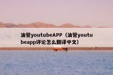 油管youtubeAPP（油管youtubeapp评论怎么翻译中文）