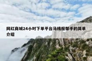 网红商城24小时下单平台马线报帮手的简单介绍