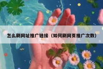 怎么刷网址推广链接（如何刷网页推广次数）