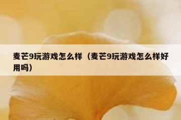 麦芒9玩游戏怎么样（麦芒9玩游戏怎么样好用吗）