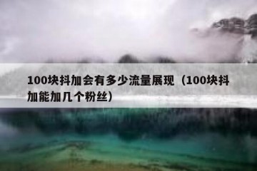 100块抖加会有多少流量展现（100块抖加能加几个粉丝）