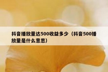 抖音播放量达500收益多少（抖音500播放量是什么意思）