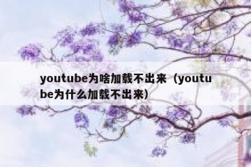 youtube为啥加载不出来（youtube为什么加载不出来）