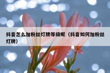 抖音怎么加粉丝灯牌等级呢（抖音如何加粉丝灯牌）
