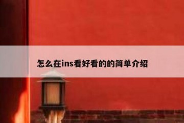 怎么在ins看好看的的简单介绍