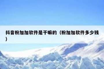 抖音粉加加软件是干嘛的（粉加加软件多少钱）