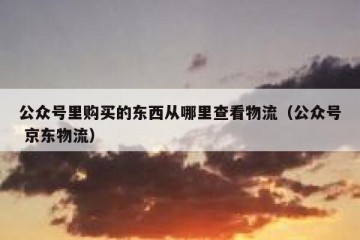 公众号里购买的东西从哪里查看物流（公众号 京东物流）
