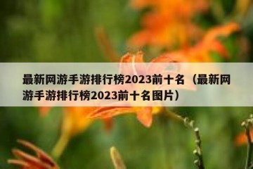 最新网游手游排行榜2023前十名（最新网游手游排行榜2023前十名图片）