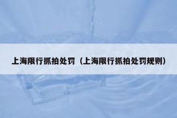 上海限行抓拍处罚（上海限行抓拍处罚规则）