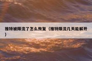推特被限流了怎么恢复（推特限流几天能解开）