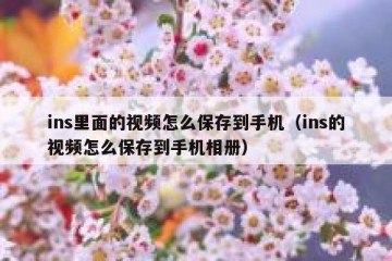 ins里面的视频怎么保存到手机（ins的视频怎么保存到手机相册）