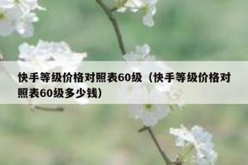 快手等级价格对照表60级（快手等级价格对照表60级多少钱）