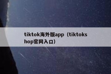 tiktok海外版app（tiktokshop官网入口）