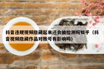 抖音违规视频隐藏起来还会被检测吗知乎（抖音视频隐藏作品对账号有影响吗）