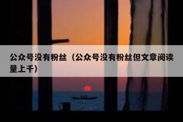 公众号没有粉丝（公众号没有粉丝但文章阅读量上千）