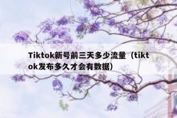 Tiktok新号前三天多少流量（tiktok发布多久才会有数据）