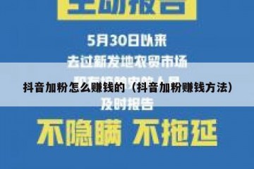 抖音加粉怎么赚钱的（抖音加粉赚钱方法）