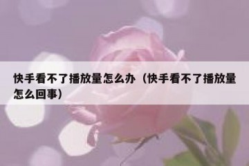 快手看不了播放量怎么办（快手看不了播放量怎么回事）