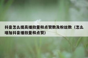 抖音怎么提高播放量和点赞数及粉丝数（怎么增加抖音播放量和点赞）
