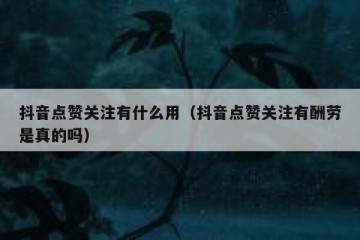 抖音点赞关注有什么用（抖音点赞关注有酬劳是真的吗）