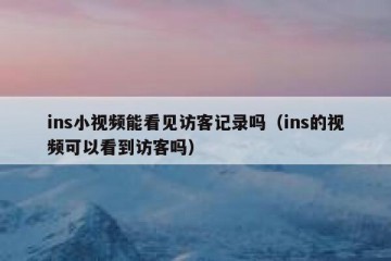ins小视频能看见访客记录吗（ins的视频可以看到访客吗）