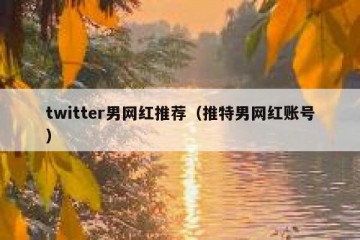 twitter男网红推荐（推特男网红账号）