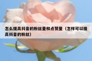 怎么提高抖音的粉丝量和点赞量（怎样可以提高抖音的粉丝）