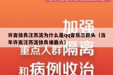 许嵩徐良汪苏泷为什么是qq音乐三巨头（当年许嵩汪苏泷徐良谁最火）