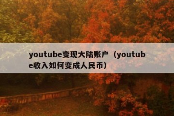 youtube变现大陆账户（youtube收入如何变成人民币）