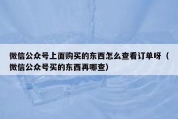 微信公众号上面购买的东西怎么查看订单呀（微信公众号买的东西再哪查）