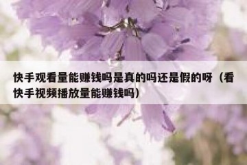 快手观看量能赚钱吗是真的吗还是假的呀（看快手视频播放量能赚钱吗）