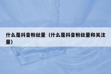 什么是抖音粉丝量（什么是抖音粉丝量和关注量）