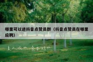 哪里可以进抖音点赞员群（抖音点赞员在哪里应聘）