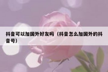 抖音可以加国外好友吗（抖音怎么加国外的抖音号）